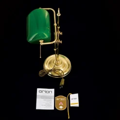 Harvard banklampe med trækafbryder, messing/grøn