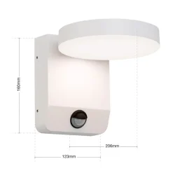 Hendryk LED-væglampe, udendørs med sensor, hvid