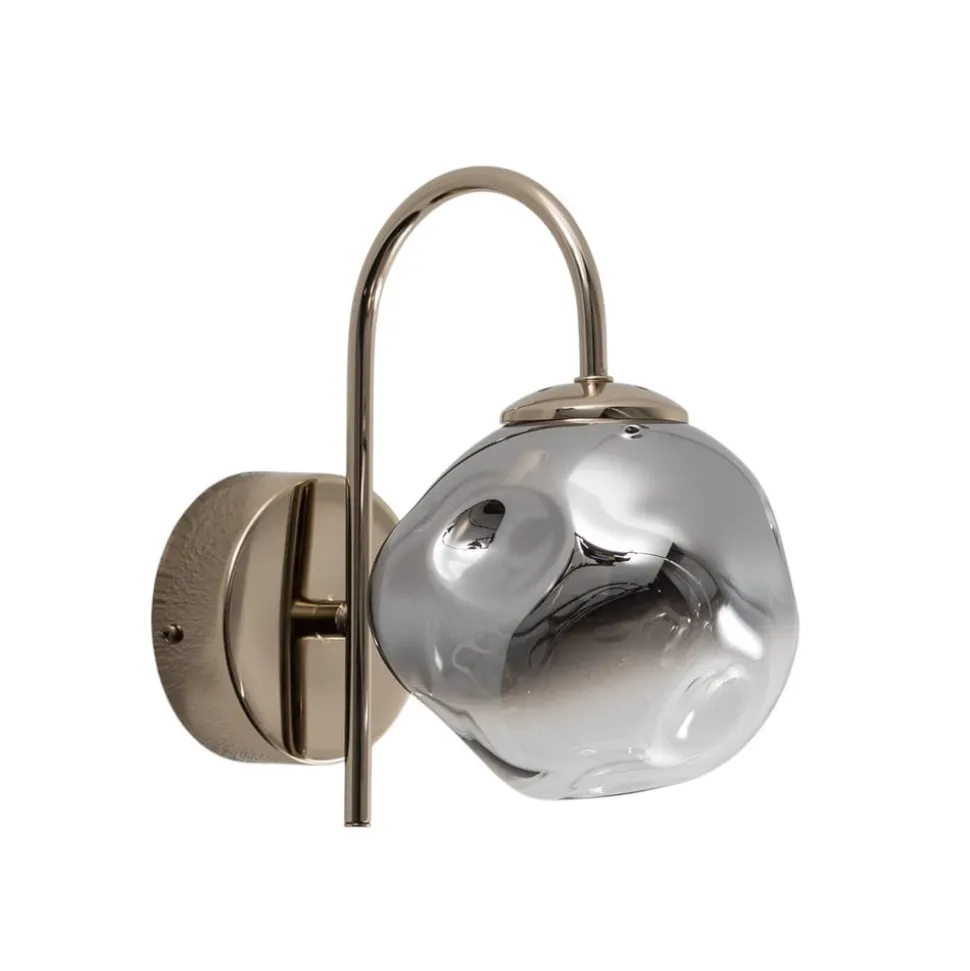 Herman væglampe, guldfarvet, højde 23 cm, glas, jern