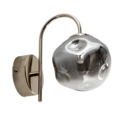 Herman væglampe, guldfarvet, højde 23 cm, glas, jern