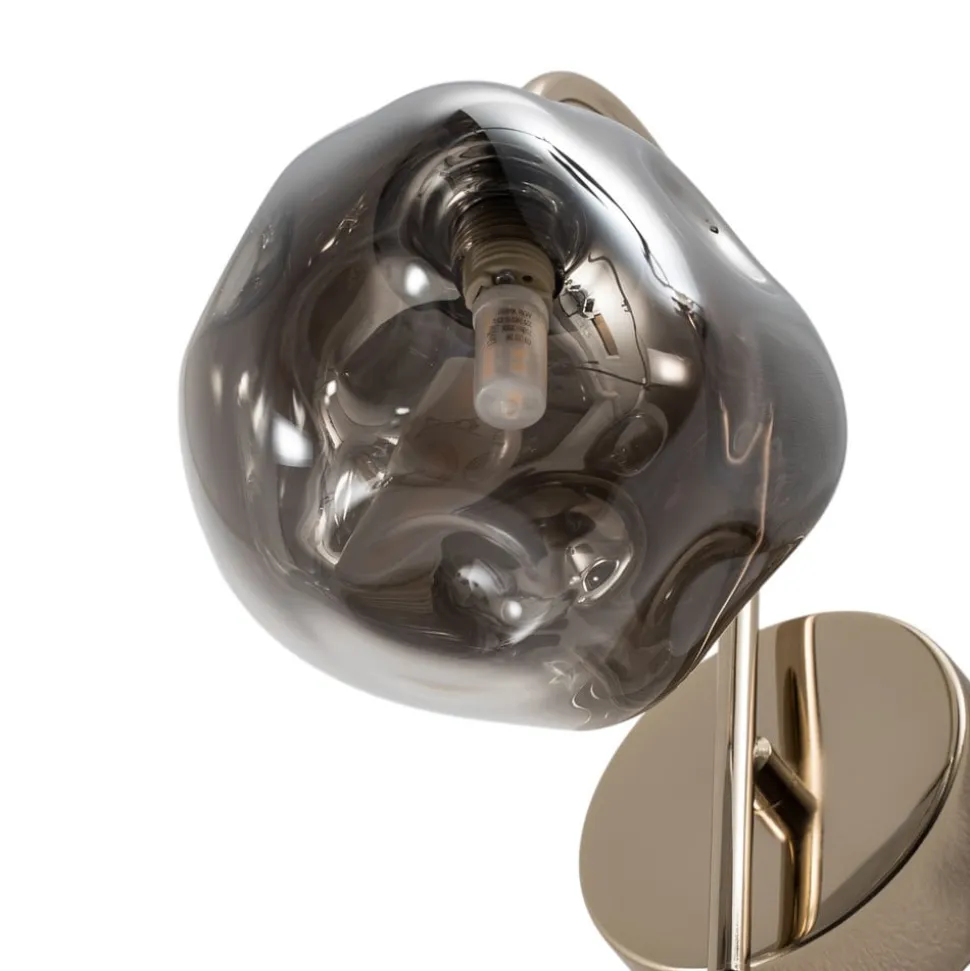 Herman væglampe, guldfarvet, højde 23 cm, glas, jern