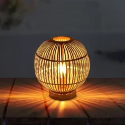 Hildegard bordlampe af bambus, Ø 30 cm