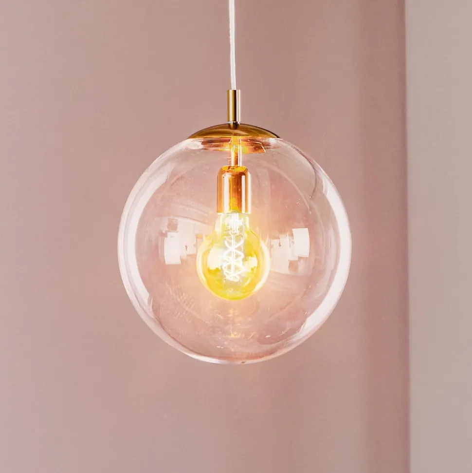 Hængelampe 562, glas klar, kappe/baldakin guld