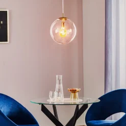 Hængelampe 562, glas klar, kappe/baldakin guld