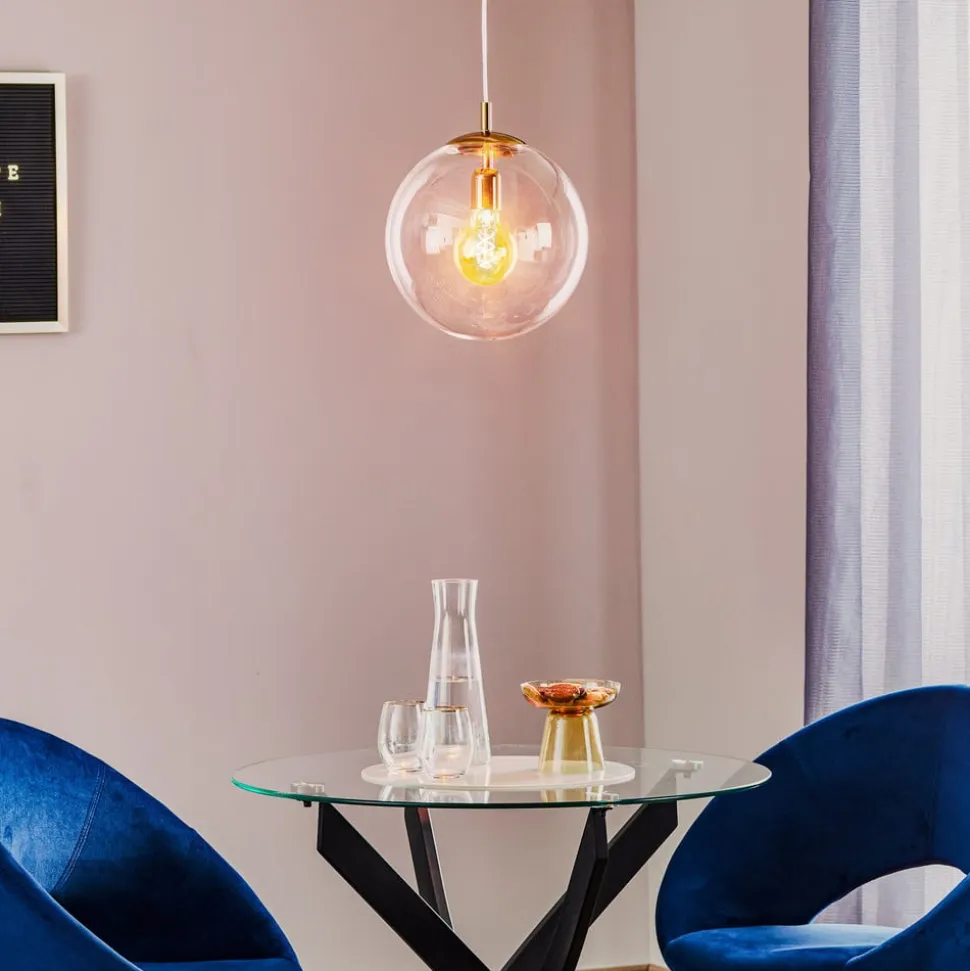 Hængelampe 562, glas klar, kappe/baldakin guld