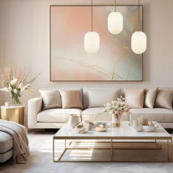 Hængelampe Alias, metal guldfarvet opalglas, 3 lyskilder lang