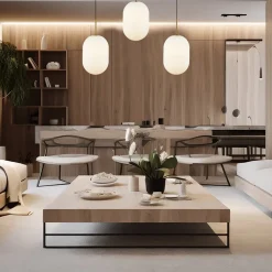 Hængelampe Alias, metal guldfarvet opalglas, 3 lyskilder lang