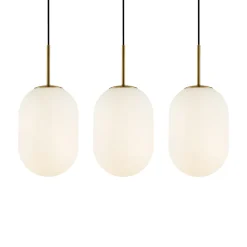 Hængelampe Alias, metal guldfarvet opalglas, 3 lyskilder lang