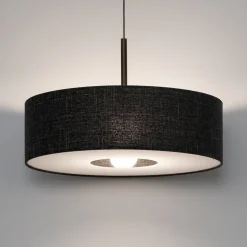 Hængelampe Amarela L, sort melange, tekstil, E27