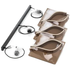 Hængelampe Barrel med træskærme, 3 lyskilder, lang