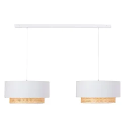 Hængelampe Boho, 2 lyskilder, tekstil, creme-hvid/rattan
