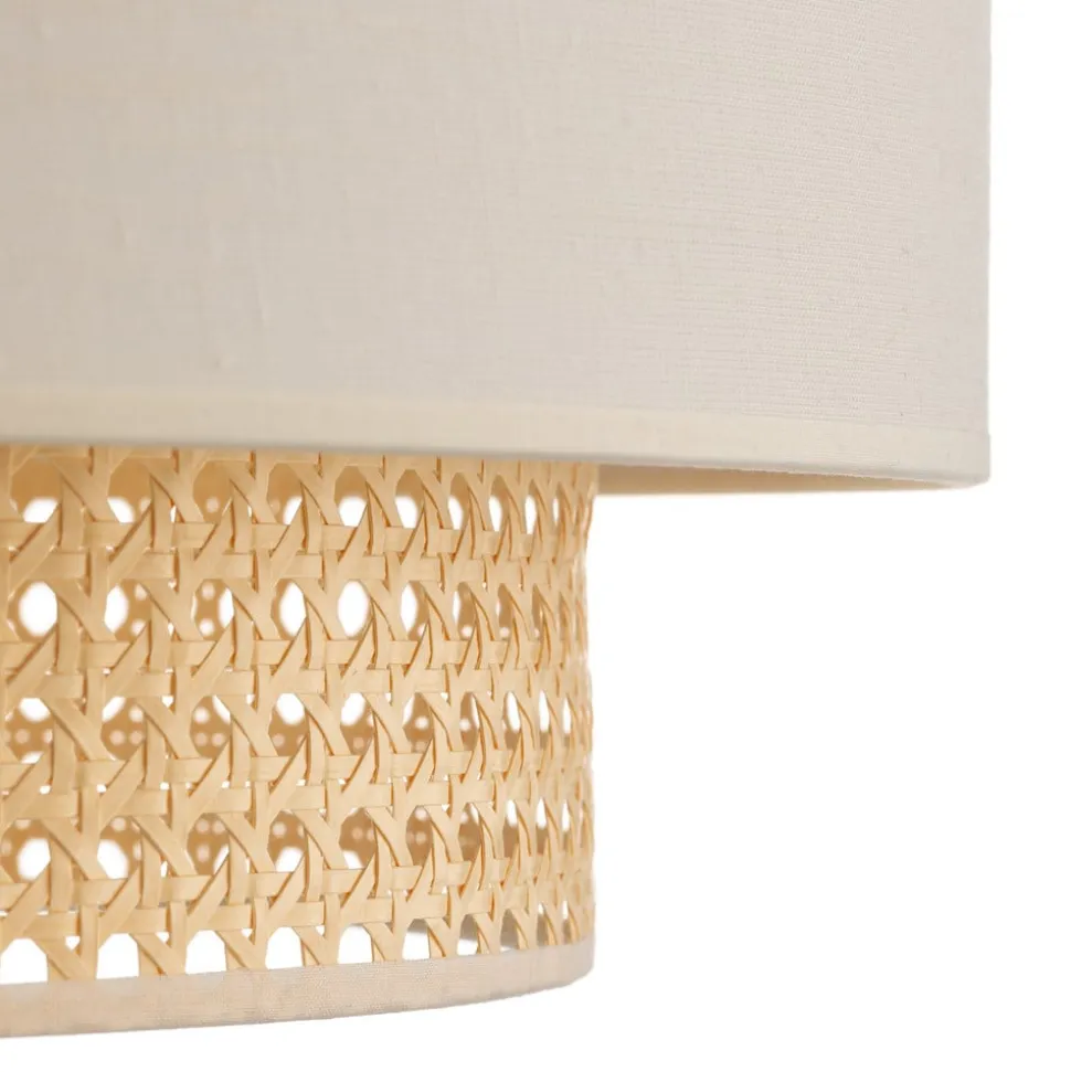 Hængelampe Boho, 2 lyskilder, tekstil, creme-hvid/rattan