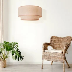 Hængelampe Boho, dobbelt skærm, beige