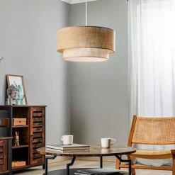 Hængelampe Boho jute naturbrun Ø45cm 1 lyskilde