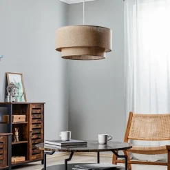 Hængelampe Boho jute naturbrun Ø45cm 1 lyskilde