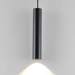 Hængelampe CAN, sort, højde 35 cm, Ø 6 cm, metal, GU10