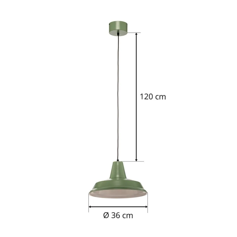 Hængelampe Class i metal, grøn/hvid