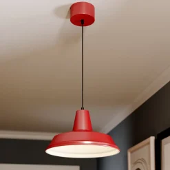 Hængelampe CLASS, rød/hvid, Ø 36 cm, metal