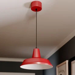 Hængelampe CLASS, rød/hvid, Ø 36 cm, metal