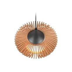 Hængelampe Colino af trælameller, lyst træ