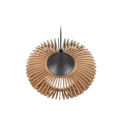 Hængelampe Colino af trælameller, lyst træ