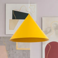 Hængelampe Cono, 1 lyskilde, Ø 50 cm, gul, E27