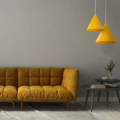 Hængelampe Cono, 1 lyskilde, Ø 25 cm, gul, E27