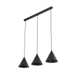 Hængelampe Cono, 3 lyskilder, sort, E27