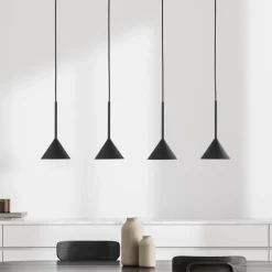 Hængelampe Cono Mini, 4 lyskilder, sort, E27
