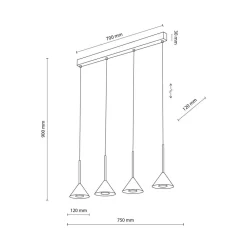 Hængelampe Cono Mini, 4 lyskilder, sort, E27