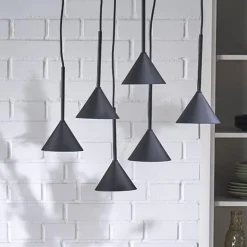 Hængelampe Cono Mini, 6 lyskilder, sort, E27