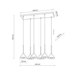 Hængelampe Cono Mini, 6 lyskilder, sort, E27