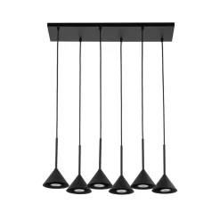 Hængelampe Cono Mini, 6 lyskilder, sort, E27