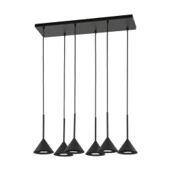 Hængelampe Cono Mini, 6 lyskilder, sort, E27