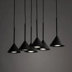 Hængelampe Cono Mini, 6 lyskilder, sort, E27
