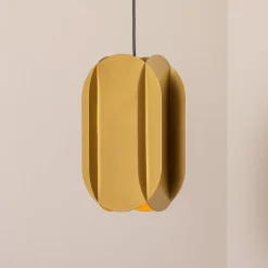 Hængelampe Corner, guldfarvet, højde 35 cm, metal, E27