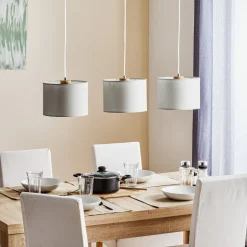 Hængelampe Corralee, grå, 3 lyskilder