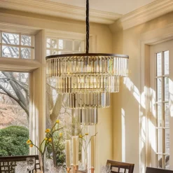 Hængelampe Cristal, transparent/sort, Ø 71 cm