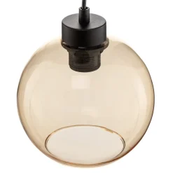 Hængelampe Cubus, Ø 50 cm, 3 lyskilder, klar/honningbrun, glas