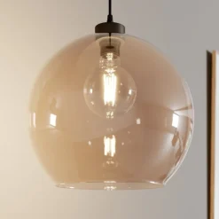 Hængelampe Cubus, rav, glas, Ø 30 cm, E27