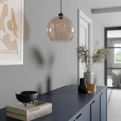 Hængelampe Cubus, rav, glas, Ø 30 cm, E27