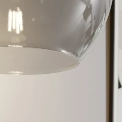 Hængelampe Cubus, røggrå, glas, Ø 30 cm, E27