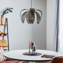 Hængelampe Dubai, palmedekor, Ø 46 cm, bronze