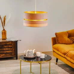 Hængelampe Duo, beige/guld, Ø40cm, 1 lyskilde