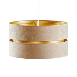 Hængelampe Duo, beige/guld, Ø40cm, 1 lyskilde