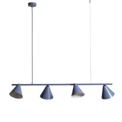 Hængelampe Form 4, blå, metal, 4 lyskilder, kegle, E27