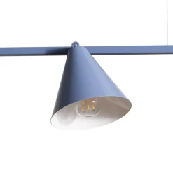 Hængelampe Form 4, blå, metal, 4 lyskilder, kegle, E27