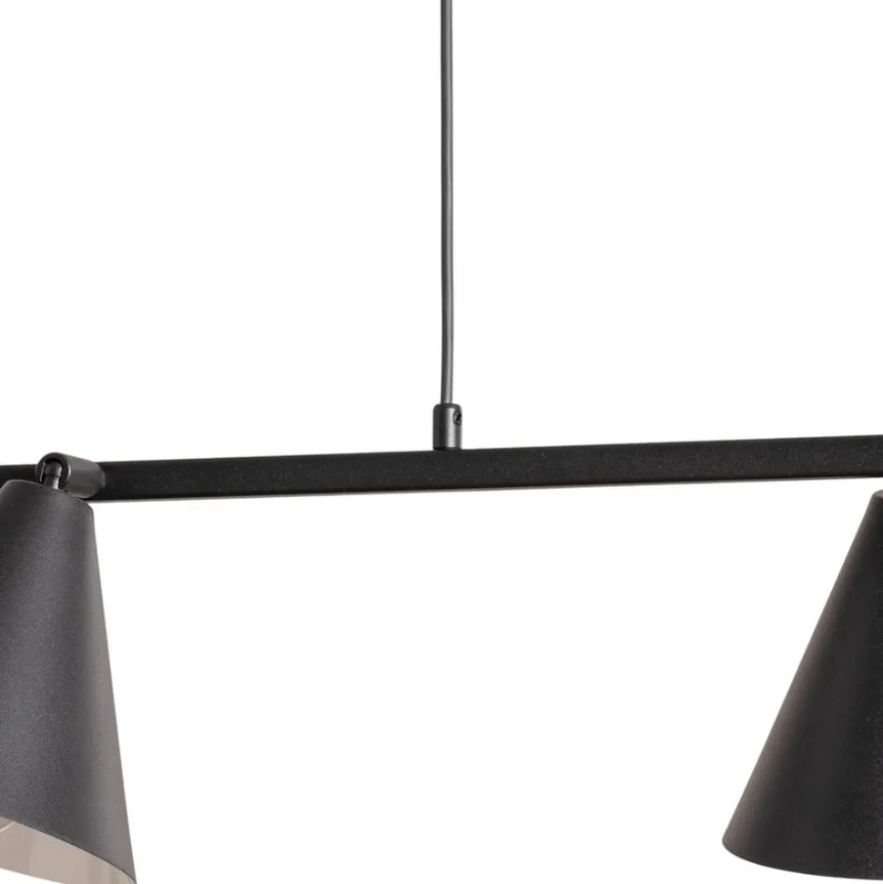 Hængelampe form 4, sort, metal, 4 lyskilder, kegle, E27