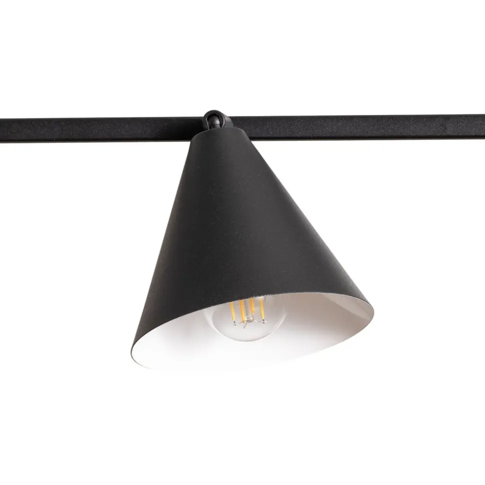 Hængelampe form 4, sort, metal, 4 lyskilder, kegle, E27