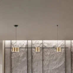 Hængelampe Genesis, aluminium sort/guld, 7 x GU10, længde 150 cm